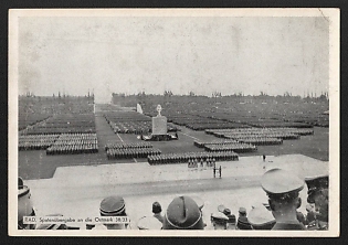 1938 'Rad. Handing Over the Spade to the Ostmark' Nuremberg Rallies Reich Party Day (Reichsparteitag) Nazi Propaganda Postcard