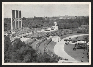 1935 'Roll Call of the Sa, SS, and NSKK in the Luitpold Arena, Nuremberg Rally 1935, Consecration of the Standards' Nuremberg Rallies Reich Party Day (Reichsparteitag) Nazi Propaganda Postcard