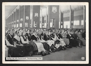1936 'Meeting of the National Socialist Women's League, Reich Party Rally 1936' Nuremberg Rallies Reich Party Day (Reichsparteitag) Nazi Propaganda Postcard