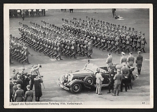 1936 'Roll Call of the Reich Labor Service, Party Congress 1936. March Past' Nuremberg Rallies Reich Party Day (Reichsparteitag) Nazi Propaganda Postcard