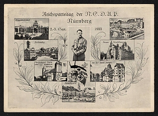 1933 'Reich Party Rally of the Nazi Party in Nuremberg' Nuremberg Rallies Reich Party Day (Reichsparteitag) Nazi Propaganda Postcard