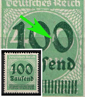 1923 100Tsd on 400m Weimar Republic, Germany (Second 'O' in '100' with Bulge on the Left)