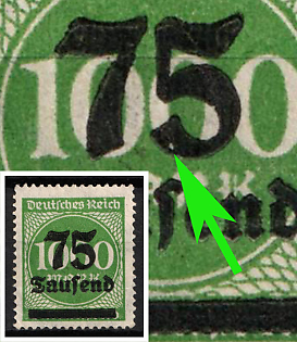 1923 75Tsd on 1000m Weimar Republic, Germany ('5' in '75' with White Dot in the Lower Part)