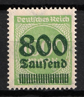 1923 800Tsd on 1000m Weimar Republic, Germany ('800' with Frayed Overprint)