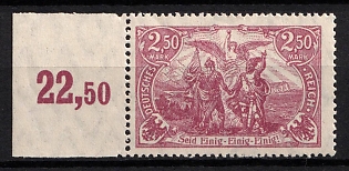 1920 2.50m Weimar Republic, Germany (Signed, Margin, Plate Number)