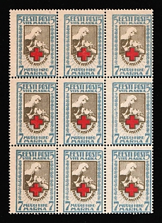 1921 5M/7M Estonia, Block of Nine