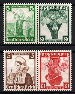 1935 Third Reich, Germany, Tete-beches, Se-tenants, Zusammendrucke