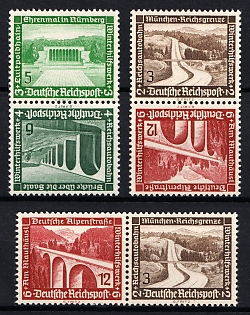1936 Third Reich, Germany, Tete-beches, Se-tenants, Zusammendrucke