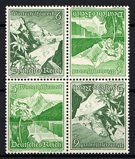 1938 Third Reich, Germany, Tete-beche, Se-tenant, Zusammendrucke, Block of Four