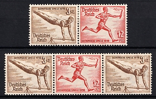 1936 Third Reich, Germany, Se-tenants, Zusammendrucke