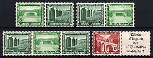 1936 Third Reich, Germany, Se-tenants, Zusammendrucke