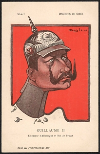 1914-1918 France, Anti-Germany Propaganda, 'William II, Emperor of Germany and King of Prussia', WWI Caricature Postcard