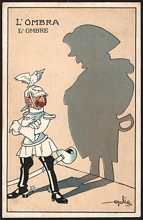 1914-1918 France, Anti-Germany Propaganda, 'The Shadow', WWI Caricature Postcard