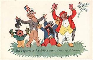 1914-1918 Germany, Anti-Antanta Propaganda, 'The Bird Scarers of World War II', WWI Caricature Postcard
