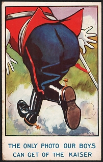 1914-1918 Great Britain, Anti-Germany Propaganda, 'The Only Photo Our Boys Can Get of the Kaiser', WWI Caricature Postcard