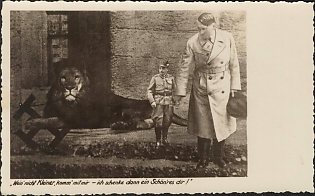 1939-1945 Anti-Germany (Anti-Nazi) Propaganda, 'Don't Cry, Little One, Come with Me - I'll Give You Something Nice!', WWI Caricature Postcard