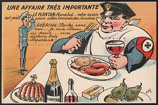 1939-1945 France, Anti-Germany (Anti-Nazi) Propaganda, 'A Very Important Matter', WWII Caricature Postcard