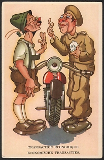 1939-1945 France, Anti-Germany (Anti-Nazi) Propaganda, 'Economic Transaction', WWII Caricature Postcard