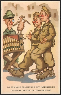 1939-1945 France, Anti-Germany (Anti-Nazi) Propaganda, 'German Music is Immortal', WWII Caricature Postcard
