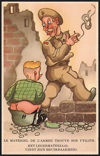 1939-1945 France, Anti-Germany (Anti-Nazi) Propaganda, 'Army Equipment Finds Its Utility', WWII Caricature Postcard