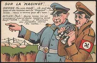 1939-1945 France, Anti-Germany (Anti-Nazi) Propaganda, 'On the Maginot', WWII Caricature Postcard