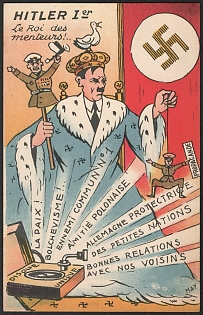 1939-1945 France, Anti-Germany (Anti-Nazi) Propaganda, 'Hitler I the King of Liars', WWII Caricature Postcard