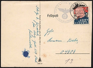1939-1945 Germany, Anti-Great Britain Propaganda, Field Post Feldpost, WWII Caricature Postcard