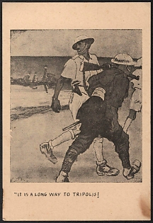 1939-1945 Germany, German Emabassy in Lisbon, Anti-Allies (Anti-Great Britain) Propaganda, 'It is a Long Way to Tripolis!', WWII Caricature Postcard