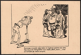 1939-1945 Germany, German Emabassy in Lisbon, Anti-Allies (Anti-Great Britain) Propaganda, 'So that the World Can See How the English Like the Arabs', WWII Caricature Postcard