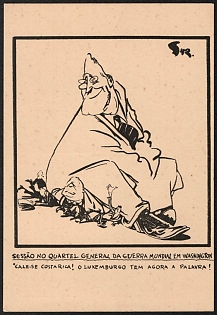 1939-1945 Germany, German Emabassy in Lisbon, Anti-Allies (Anti-United States) Propaganda, 'Session at the World War Headquarters in Washington Shut Up Costa Rica!', WWII Caricature Postcard