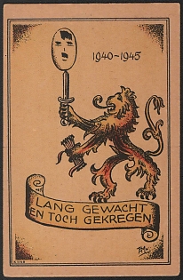 1939-1945 Netherlands, Anti-Germany (Anti-Nazi) Propaganda, 'Waited a Long and Still Got it', WWII Caricature Postcard