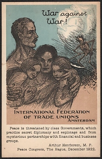 1939-1945 Netherlands, Anti-War Propaganda, 'International Federation of Trade Union Amsterdam', WWII Caricature Postcard