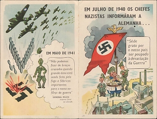 1939-1945 Portugal, Anti-Germany (Anti-Nazi) Propaganda, 'In July 1940 Nazi Chief Informed Germany...', WWII Caricature Postcard