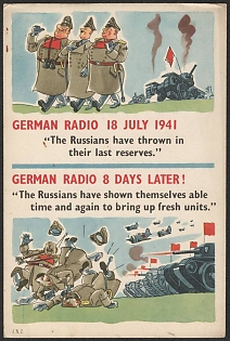 1939-1945 Portugal, Anti-Germany (Anti-Nazi) Propaganda, 'German Radio 18 July 1941 The Russians Have Thrown Into their Last Reserves', WWII Caricature Postcard