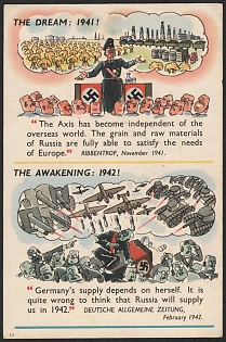1939-1945 Portugal, Anti-Germany (Anti-Nazi) Propaganda, 'The Axis Has Become Independent of the Overseas World', WWII Caricature Postcard