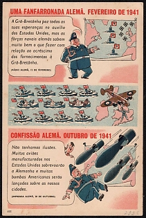 1939-1945 Portugal, Anti-Germany (Anti-Nazi) Propaganda, 'A German Brag. February 1941', WWII Caricature Postcard