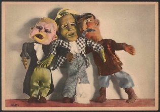 Italy, Anti-Political Propaganda, 'The Three Companions Churchill, Roosevelt, Stalin', Post War Caricature Postcard