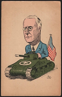 Netherlands, Anti-Military Propaganda, 'U. S. A.', Post War Caricature Postcard