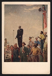 Russia Cold War Propaganda, 'Song of Peace', Post War Caricature Postcard