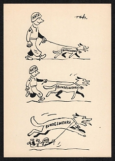 Russia Cold War Propaganda, 'Bundeswehr', Post War Caricature Postcard