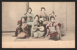 XIX-XX ct 'Japanese Women Musicians' Illustrated Postcard