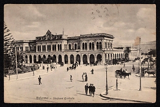 XIX-XX ct 'Palermo - Central Station' Illustrated Postcard