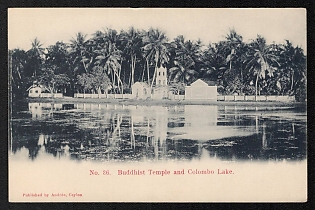 XIX-XX ct 'Buddhist Temple and Lake Colombo' Illustrated Postcard