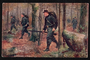 1914-1918 France 'Hunters on Foot' World War I Propaganda Postcard