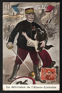 1916 France 'The Deliverance of Alsace-Lorraine' World War I Propaganda Postcard