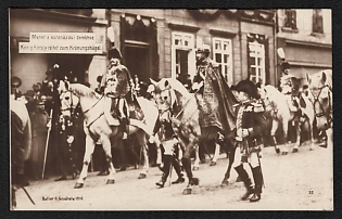 1916 Germany 'King Károly rides to Coronation Hill' World War I Propaganda Postcard