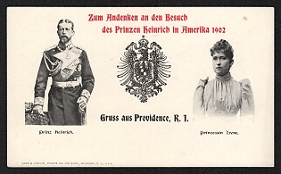 1902 Germany 'In Memory of Prince Heinrich's Visit to America in 1902' World War I Propaganda Postcard