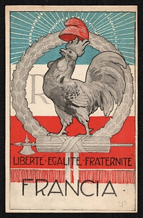 1914-1918 Italy 'Liberty Equality Fraternity France' World War I Propaganda Postcard