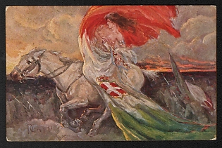 1914-1918 Italy 'Sublime Impetus that Brings Down Barbarism (Carducci)' World War I Propaganda Postcard