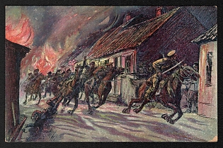 1914-1918 Russia 'Soldiers on Horses' World War I Propaganda Postcard